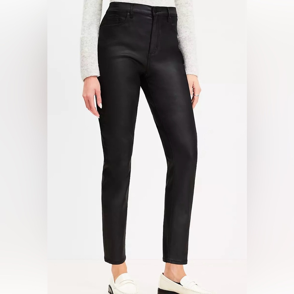 LOFT Coated Black Skinny Jeans, size 16